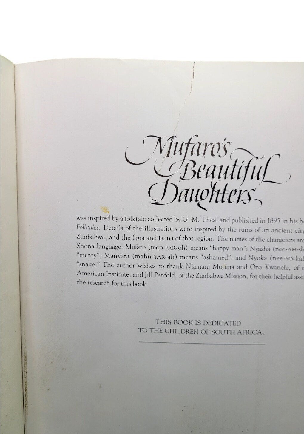 Mufaro's Beautiful Daughters by John Steptoe 1989